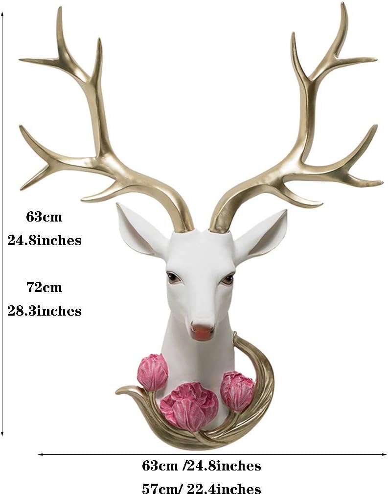 壁の装飾 壁の彫刻、鹿の頭の角の壁掛け動物の頭北欧の壁の装飾壁画